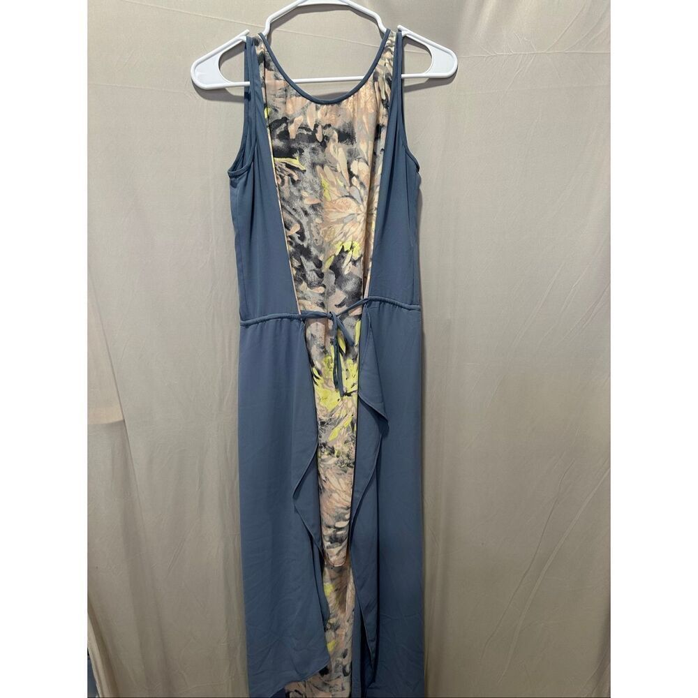 BCBGMAXAZRIA Blue Floral High Low Layered Maxi Dress XS